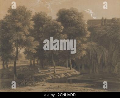 Klassische Landschaft mit einem Hirten, 1803. Stockfoto