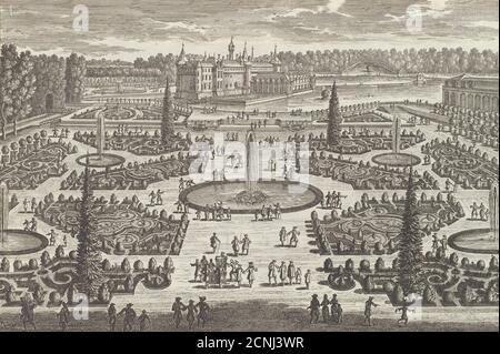 Le Parterre de l'Orangerie de Chantilly, 1680er. Stockfoto