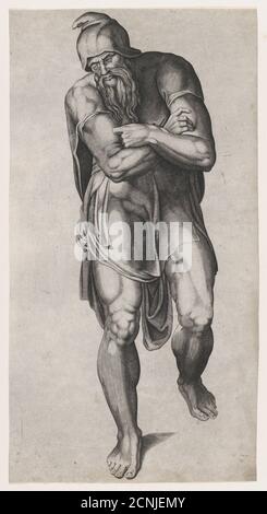 Joseph von Arimathea, nach Michelangelos Kreuzigungsfresko in der Cappella Paolina, Vatikan, 1540-66. Stockfoto