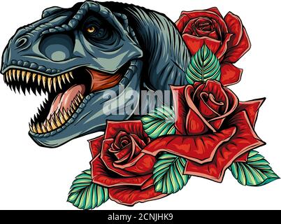 dinosaurus tyrannosaurus rex Kopf Kunst Vektor Illustration Design Stock Vektor