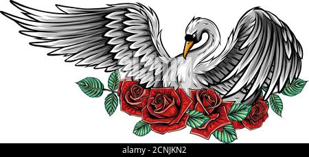 Mode Vektor Illustration mit Vogel. Sei Schwan, nicht Ente, Schönheitskonzept Stock Vektor