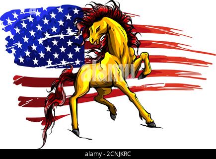 American Horse Flagge Logo Vektor Illustration Design Stock Vektor