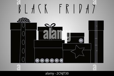 Black Friday Verkauf Hintergrund. Schwarze Felder und Text. Vektorgrafik Stock Vektor