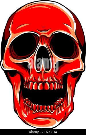 Realistischer roter Totenkopf. vektor-Illustration für Designer auf weißem Hintergrund. Stock Vektor