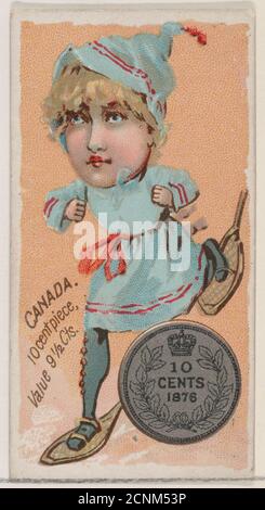Kanada, 10-Cent-Stück, aus der Serie Coins of All Nations (N72, Variante 2) für Zigaretten der Marke Duke, 1889. Stockfoto