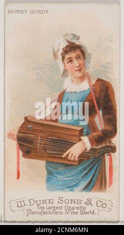 Hurdy Gurdy, aus der Reihe Musikinstrumente (N82) für Duke Brand Cigarettes, 1888. Stockfoto