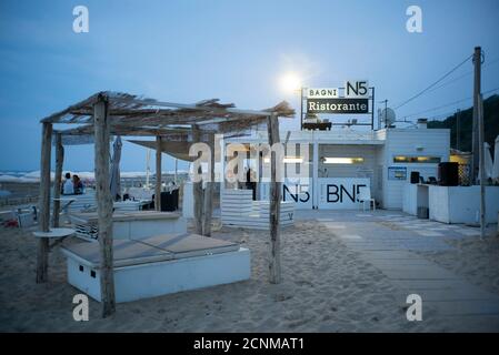 Fano, Bar Beach Bar, Bagni N5, Marken, Adria, Italien, Sommer Stockfoto