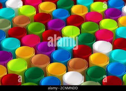 Bunte Papierrollen Hintergrund. 3D-Rendering Stockfoto