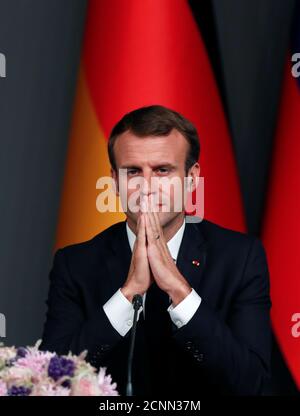 Der französische Präsident Emmanuel Macron nimmt an einer Pressekonferenz nach einem Syrien-Gipfel in Istanbul, Türkei, am 27. Oktober 2018 Teil. REUTERS/Murad Sezer