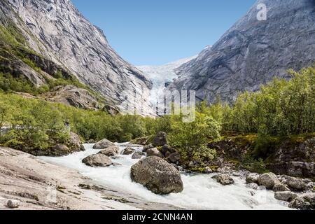 Briksdal Gletscher, Norwegen Stockfoto