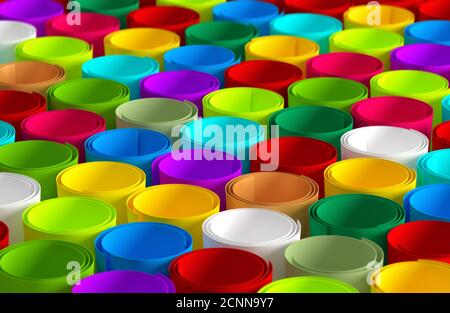 Bunte Papierrollen Hintergrund. 3D-Rendering Stockfoto