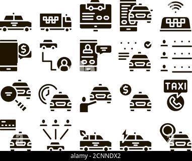 Online Taxi Sammlung Elemente Icons Set Vector Stock Vektor