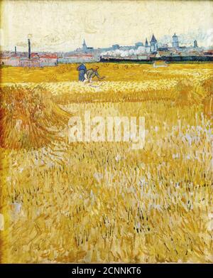 Arles: Blick von den Weizenfeldern (The Harvesters), 1888. Gefunden in der Sammlung von Mus&#xe9;e Rodin, Paris. Stockfoto