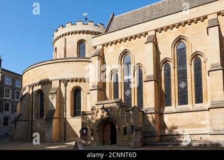 Das Äußere der historischen Temple Church, Central London UK Stockfoto