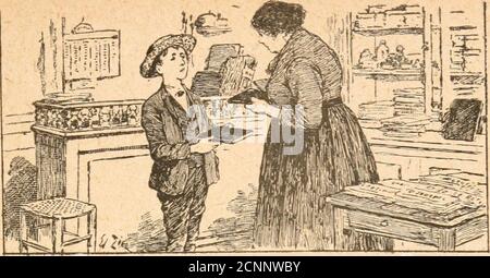 . Petites tailles et grands coeurs, 1914! . Hubert a achelé un gros cahier. Le Journal dHubert. On dirait quelle a perdu son àme, la ferme duGrand-Pin, avec le départ de M. Jacquemet et et celuides garçons employés par lui aux travaux deschamps. Hier, les heures senfuyaient avec une désolanterapidité; aujourdhui, elles semblent sattarder àplaisir dans cette atmosphère attristée et presquesilencieuse, créée par labsence du père et dumaître. Frau Jacquemet, très forte en présence de sonmari, ressent au lendemain de la séparation toutle poids do sa douleur et des soucis quelle doitmaintenant porter s Stockfoto