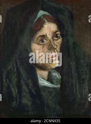 Kopf einer Bauernfrau in einem grünen Schal, 1885. Gefunden in der Sammlung von Musée des Beaux-Arts, Lyon. Stockfoto