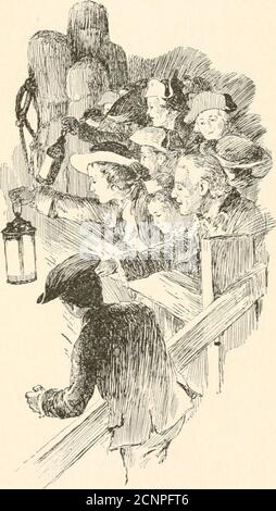 . Als wir die Gaspee zerstört : eine Geschichte von Narragansett Bay im Jahr 1772 . durch seine Scheusheit, so zu sprechen, schaute ich über zu sehen, ob peradventure es vielleicht nicht eine Gelegenheit für UNTER 73 uns sein könnte, an Land zu treten in diesem Moment ohne als Feiglinge gesetzt. Hundert Männer oder mehr standen auf dem Kai, die die Einschiffung beobachteten, und unter der Menge waren viele, die laut gegen die Ungerechtigkeit geschrieen hatten, sie zu einer solchen Zeit zurückzulassen; aber jetzt, nachdem wir das gesehen hatten, was wir Burschen beobachteten, erhob keiner von ihnen seine Stimme aus Protest gegen die getroffene Auswahl. Ich rief MasterFines, die Schiff-Ca Stockfoto