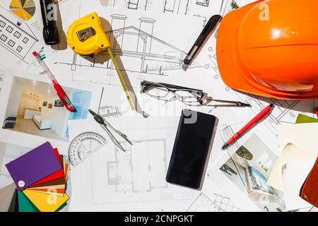 Teil des Architekturprojekts Telefon Stockfoto