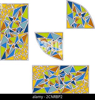 Teile des Mosaikmusters. Buntglas. Vorlagen für Kreativität und Spiele. Sie können ein Muster erstellen oder ein fertiges aus meiner Sammlung auswählen Stock Vektor