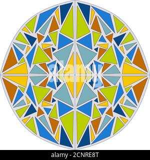 Mosaik Kreis Vektor-Illustration. Farbenfrohe, isolierte Muster. Druck auf Papier, Stoff, Keramik. Stock Vektor