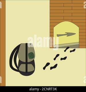 Vektor Stock Illustration Wanderzeit. Postkarte. Illustration für Blog, Magazin, Buch, Grußkarte, Postkarte, Banner, Poster, Geschenk-Design, Aufkleber Stock Vektor
