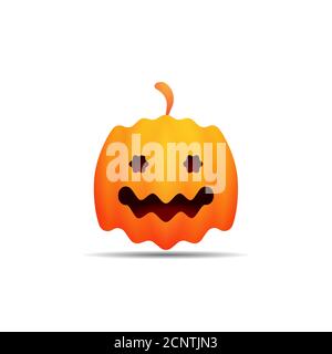 Halloween Kürbis mit niedlichen Smiley Gesicht. Vektorgrafik isoliert auf weißem Hintergrund. Stock Vektor