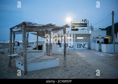 Fano, Bar Beach Bar, Bagni N5, Marken, Adria, Italien, Sommer Stockfoto