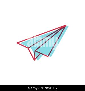 Symbol für Papierebene. Blaue und rote Farben. Vektor-Illustration, flaches Design Stock Vektor