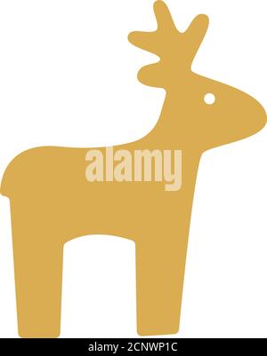 Rentier Gold Symbol. Weihnachtshirsch für Karte, Poster, Flyer, Einladung. Design-Element für Neujahr. Vektorgrafik Stock Vektor
