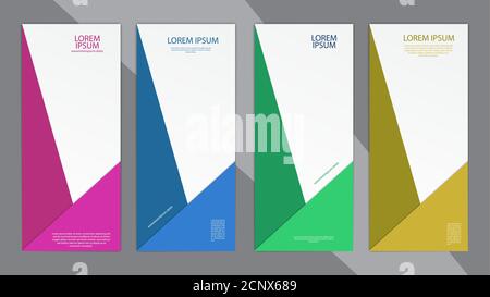 Set von dunklen Bannern mit geometrischen Formen. Farbvektordarstellung für gedruckte Produkte, Banner, Poster, Flyer, Poster und Titelblätter Stock Vektor