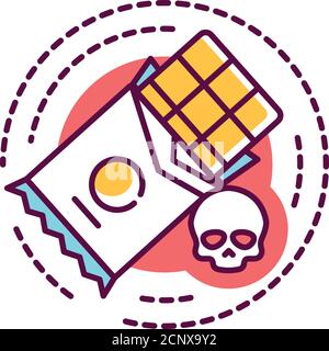 Sweet sucht Farbe Linie Symbol. Körperliche oder emotionale Abhängigkeit vom Essen Konfektion. Piktogramm für Webseite, mobile App, Promo. UI UX GUI DESIGN Stock Vektor