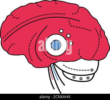 Bio künstliche Gehirn Farbe Linie Symbol. Software und Hardware mit kognitiven Fähigkeiten ähnlich denen des menschlichen Gehirns. Piktogramm für Webseite, mobil Stock Vektor
