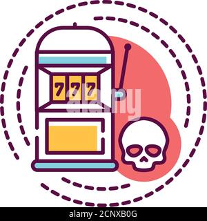 Spielautomat sucht Farbe Linie Symbol. Ein Drang, auf Spielautomat kontinuierlich trotz negativer Folgen zu spielen. Stock Vektor