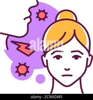 Symbol für die Linie der Halsschmerzen. Grippesymptom. Schmerzen, Entzündungen oder Reizungen der Kehle. Piktogramm für Webseite, mobile App, Promo. UI UX GUI DESIGN Stock Vektor