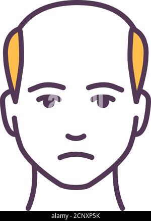 Mann mit einem kahlen Kopf Farbe Linie Symbol. Kahlheit Stadium. Alopezie. Piktogramm für Webseite, mobile App, Promo. UI UX GUI Design Element. Bearbeitbare Kontur. Stock Vektor