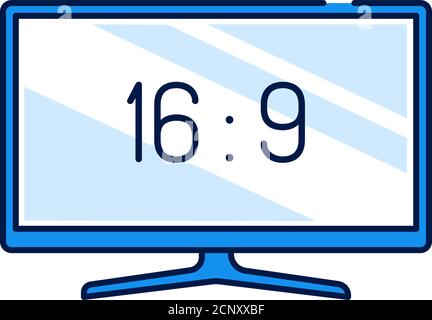 Symbol für die Farblinie des TV-Displays. Bildseitenverhältnis anzeigen. Elektronisches Gerät. Piktogramm für Webseite, mobile App, Promo. Bearbeitbare Kontur. Stock Vektor