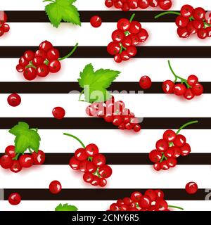 Nahtlose Vektor-Muster der roten Johannisbeere Frucht. Stock Vektor
