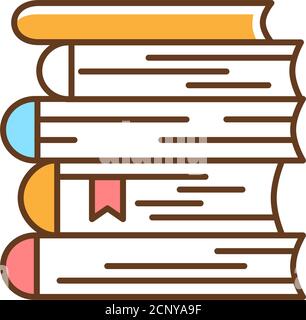 Symbole für die Farbzeile des Stapels. Eine große Anzahl von Büchern liegt eins auf eins. Piktogramm für Webseite, mobile App, Promo. UI UX GUI Design Element. Editierbar Stock Vektor