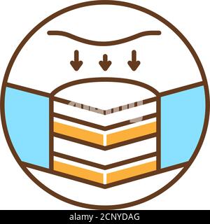 Memory Foam Bett Matratze Farbe Linie Symbol. Ändert die Form, wenn Druck ausgeübt wird. Piktogramm für Webseite, mobile App, Promo. UI UX GUI Design Element Stock Vektor