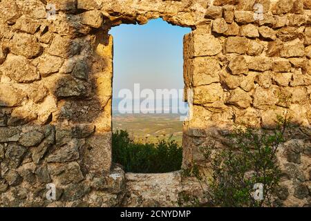 Burgruinen, Castell del Montmell, Inland, Provinz Tarragona, Katalonien, Spanien, Europa Stockfoto