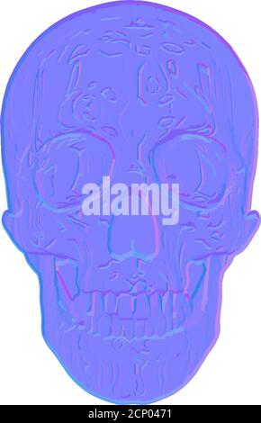 Blauer abstrakt ornamentierter menschlicher Schädel isoliert auf weiß, Vektor Stock Vektor