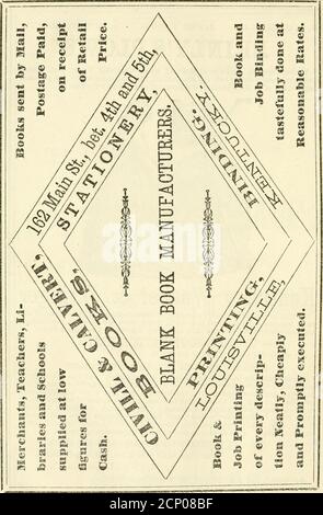 . Reiseführer für die Louisville und Nashville Eisenbahn .. . 176 Fifth St., gegenüber der Kathedrale, LOUISVILLE, KY. KÜNSTLICHE ZÄHNE IN EINER ÜBERLEGENEN ART UND WEISE EINGEFÜHRT, VON EINEM BIS ZU EINEM VOLLSTÄNDIGEN SATZ, HI UM. Silber oder Viileaolte, AUCH AUF Platina Platte mit kontinuierlichem Zahnfleisch.. DER LOUISVILLE-KURIER. TÄGLICH, HALBWÖCHENTLICH UND WÖCHENTLICH. DIE GRÖSSTE, BILLIGSTE UND BESTE ZEITUNG IN KENTUCKY. Ein Papier für den Händler. Ein Papier für den Trader EIN Papier für den Farmer.EIN Papier für den Familienkreis.EIN Papier für die Damen. T :H] ICH^ NVC S : TÄGLICHE KURIER. Per Post (zahlbar im Voraus) pro Jahr fl2 00 tun Sie für 6 Monate 6 Stockfoto