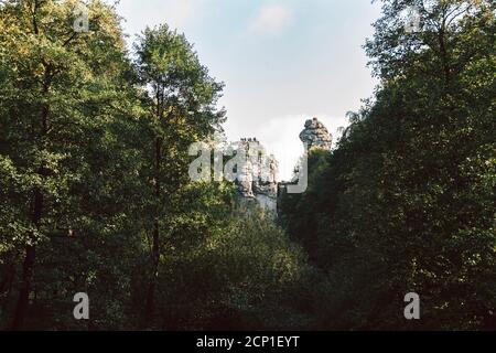 Teutoburger Wald rund um die Externsteine in Horn-Bad Meinberg, Nordrhein-Westfalen, Deutschland Stockfoto
