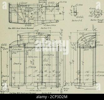 . Eisenbahnmechaniker . Abschnitte durch Boden und Fenster von Gepäck Auto ^AmPhle Abschnitt durch Veshbole 5/de DoorHeader und so/f/h. Weste CenterSom/lh/e II.li.FPL in &gt;^EIN iMif* Abschnitt durch Cejfinff Soffit Seite. Stockfoto