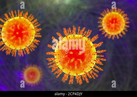 Gruppe von Viren, Computerdarstellung. Stockfoto