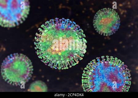 Gruppe von Viren, Computerdarstellung. Stockfoto