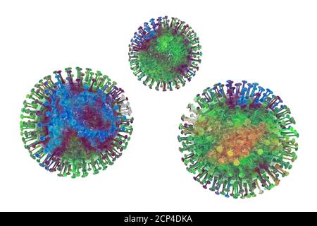 Gruppe von Viren, Computerdarstellung. Stockfoto