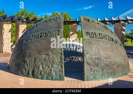 The Forks National Historic Site von Parks Canada, Winnipeg, Manitoba, Kanada. Stockfoto