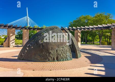 The Forks National Historic Site von Parks Canada, Winnipeg, Manitoba, Kanada. Stockfoto