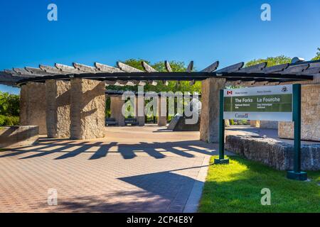 The Forks National Historic Site von Parks Canada, Winnipeg, Manitoba, Kanada. Stockfoto